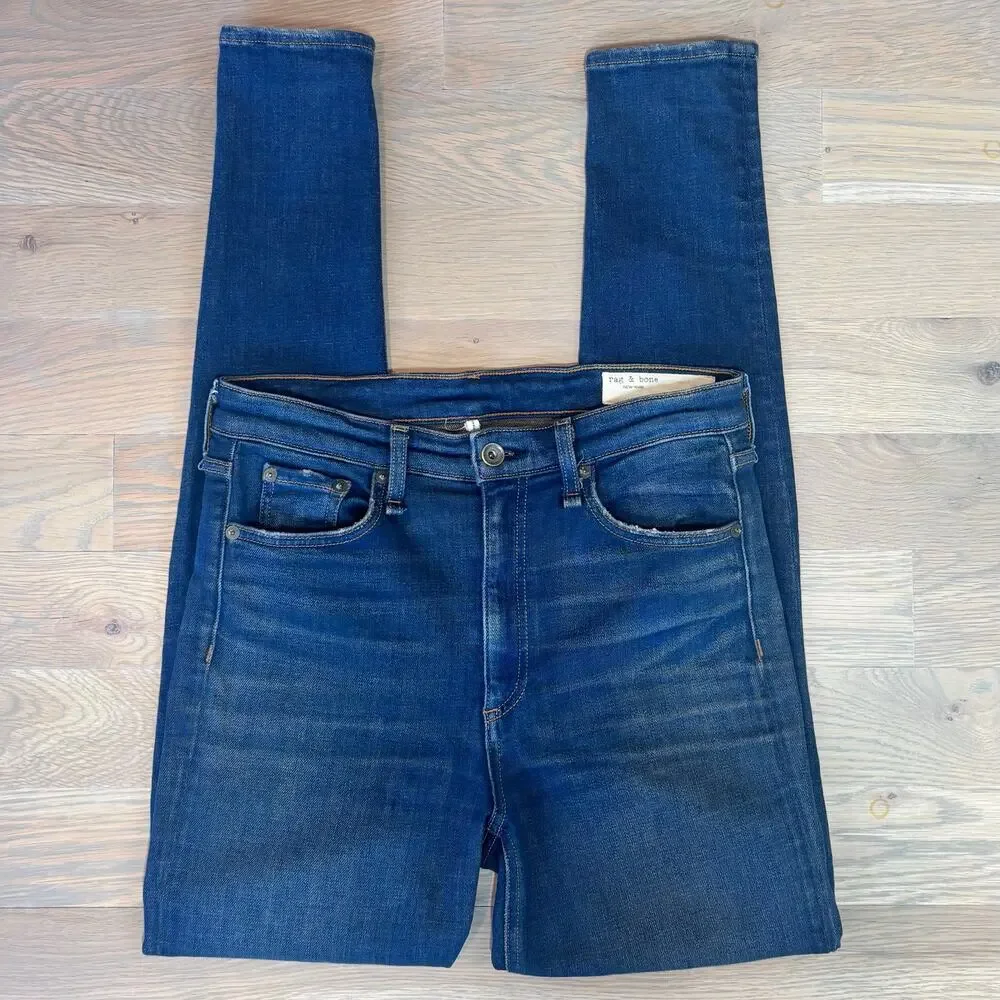 Rag & Bone Nina High Rise Ankle Skinny Jeans Dark Vintage USA Womens Size 27